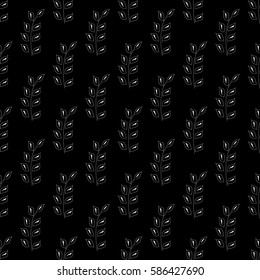 White twig on black seamless pattern. Fashion graphic background design. 