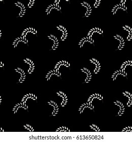 White twig on black seamless pattern. Fashion graphic background design. Modern stylish abstract texture. Monochrome template for prints, textiles, wrapping, wallpaper, website. Vector illustration