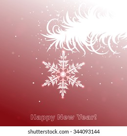 White twig with snowflake, vector