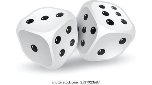 White two dices icon. Gambling cubes illustrations
