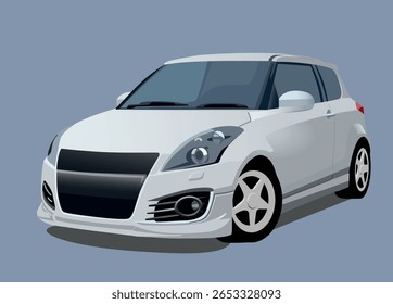 Illustration vectorielle de voiture blanche à deux portes
