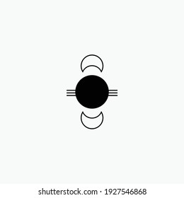 Weißer Zweimond-Kreis. Space Mond Sterne Astronomie verdunkelt abstrakte Sonne dunkle Abstrak, Vektorgrafik, Symbol, Logo, Symbol, Zeichen, Illustration Minimalist.