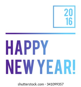 White typography New Year banner with neon gradient on letters, vector illustration