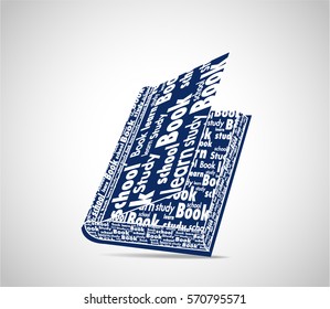 White typography on navy blue background book icon
