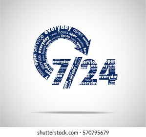 White typography on navy blue background 24 hours icon