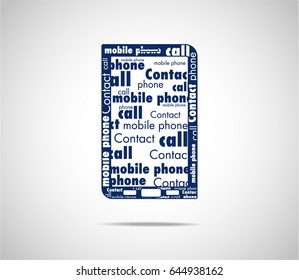 White typography on navy blue background mobile phone icon