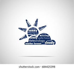 White typography on navy blue background cloudy sunny icon