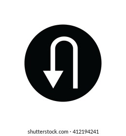 White U turn vector sign.