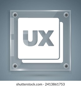 White UI or UX design icon isolated on grey background. Square glass panels. Vector