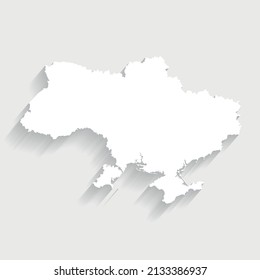 Weiße Ukraine-Karte auf grauem Hintergrund, Vektorgrafik, Illustration, EPS10-Datei