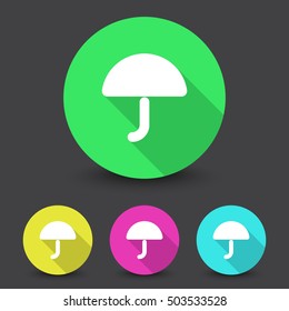 White Umbrella icon in different colors set