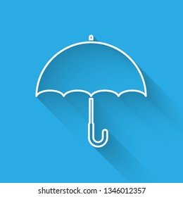 White Umbrella icon isolated with long shadow. Vector Illustration