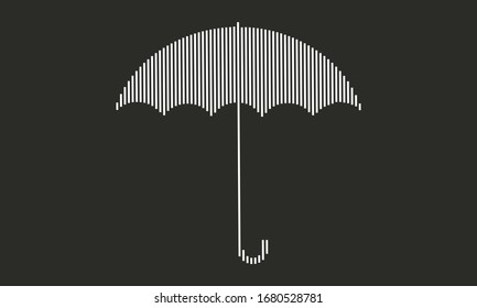 white umbrella icon vector in line art on grey background.