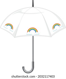 White umbrella with rainbow pattern illustration