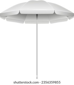 White umbrella. Realistic sunshade mockup. Blank parasol