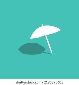 White umbrella shape on the turquoise background 