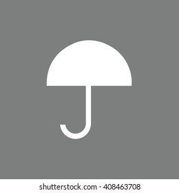 White umbrella vector icon. Gray background