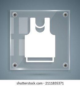 White Undershirt icon isolated on grey background. Square glass panels. Vector