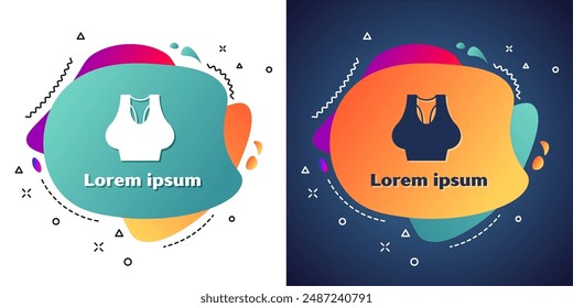 White Undershirt icon isolated on white and blue background. Abstract banner with liquid shapes. Vector