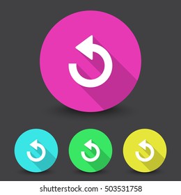 White Undo icon in different colors set