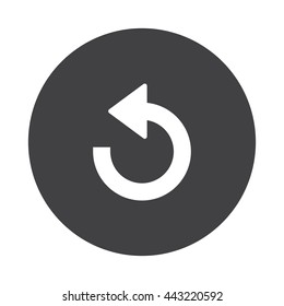 White Undo icon on black button isolated on white
