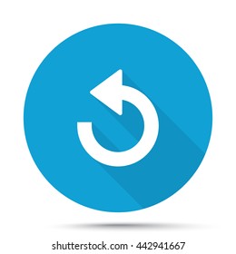 White Undo icon on blue button isolated on white