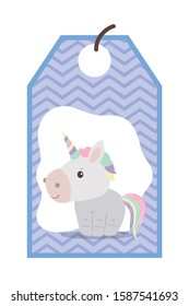 White unicorn cartoon design, Magic fantasy fairytale female and childhood theme Vector illustration