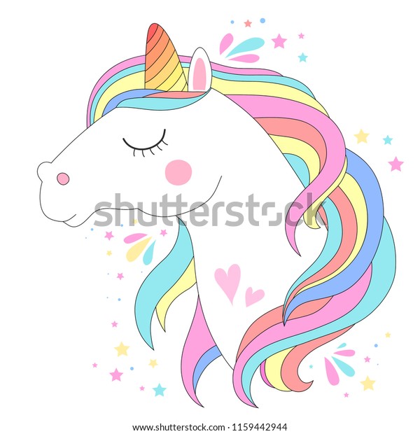 White Unicorn Head Vector Illustration Cute Stock Vector (Royalty Free ...