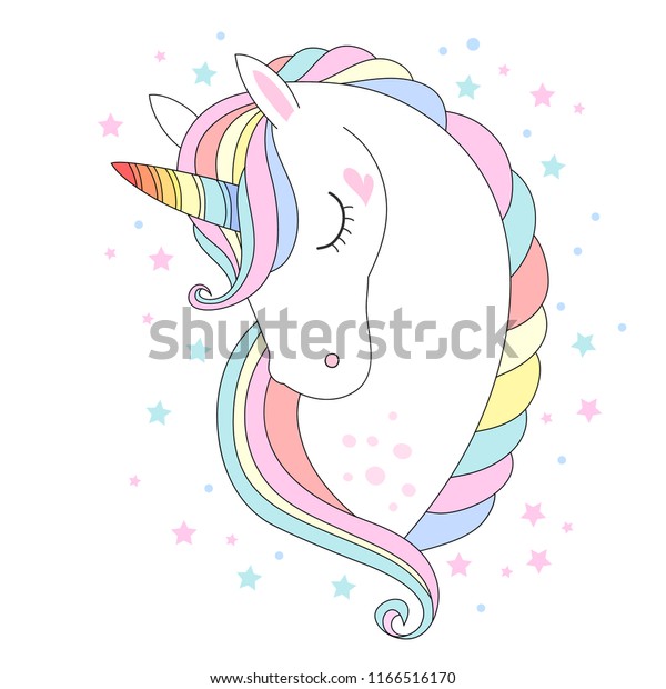 White Unicorn Head Vector Illustration Cute Stock Vector (Royalty Free ...