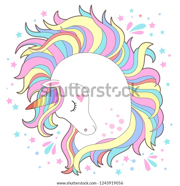 White Unicorn Head Vector Illustration Cute Stock Vector (Royalty Free ...