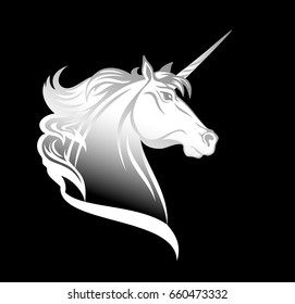 white unicorn horse head - animal profile vector design