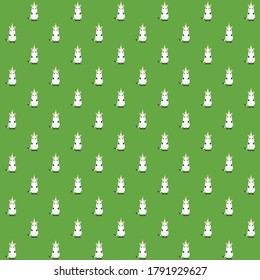white unicorn horse sitting with green background repeat pattern