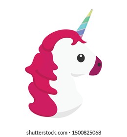 White unicorn isolate on white background, vector illustration