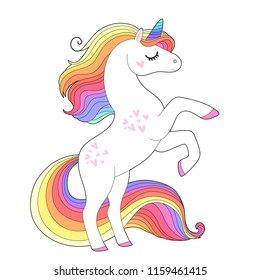 White Unicorn Rainbow Hair Cute Pony Stock Vector (Royalty Free ...