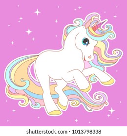 White Unicorn Rainbow Hair Vector Illustration Stock Vector (Royalty ...