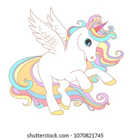 White Unicorn Rainbow Hair Vector Illustration Stock Vector (Royalty ...