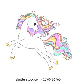 White Unicorn Rainbow Hair Vector Illustration Stock Vector (Royalty ...