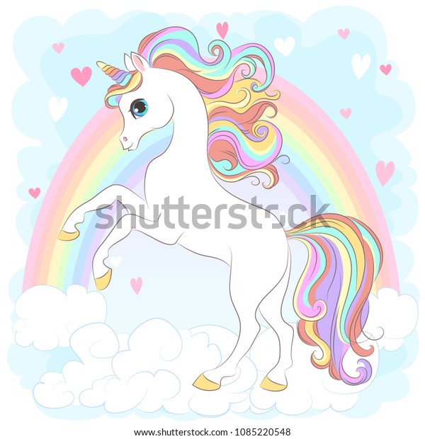 White Unicorn Rainbow Hair Vector Illustration Stock Vector (Royalty ...