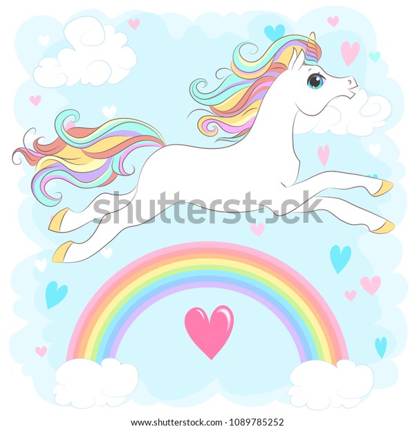 White Unicorn Rainbow Hair Vector Illustration Stock Vector (Royalty ...