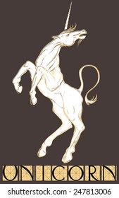 White unicorn with title