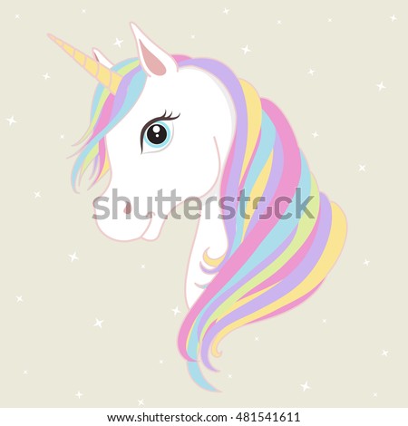 White Unicorn Vector Head Mane Horn Stock Vector Royalty 