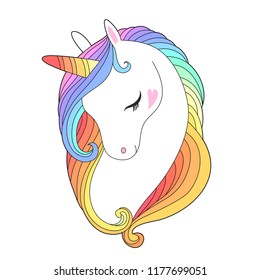 Unicorn Rainbow Mane On White Background Stock Vector (Royalty Free ...