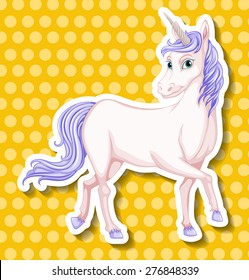 White unicorn with yellow polka dot background