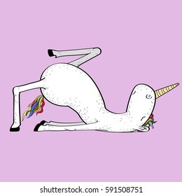 White unicorn yoga practice supine