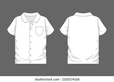 White uniform blank flat mockup template. for school and work used. front and back view.