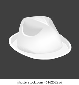 white unisex fashion hat, summer panama hat isolated vector