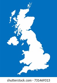 White United Kingdom map on blue background, Vector Illustration