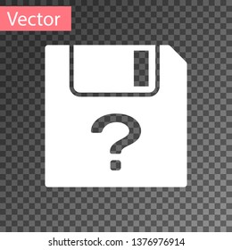 White Unknown document icon isolated on transparent background. File with Question mark. Hold report, service and global search sign. Vector Illustration