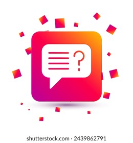 Blanco Icono de búsqueda desconocido aislado sobre fondo blanco. Lupa y signo de interrogación. Botón de color cuadrado. Vector
