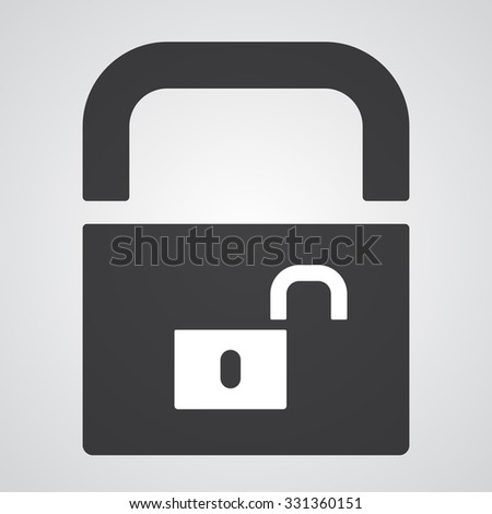White Unlock icon on black pad lock